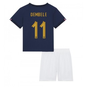 Baby Fußballbekleidung Frankreich Ousmane Dembele #11 Heimtrikot WM 2022 Kurzarm (+ kurze hosen)
